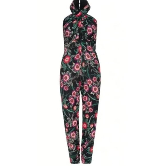 NWT MISA Halter Koral Floral Black Jumpsuit Romper Sleeveless Size S $470 [jb] - Picture 3 of 11